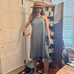 Max Studio Navy, Green & White Halter Sundress